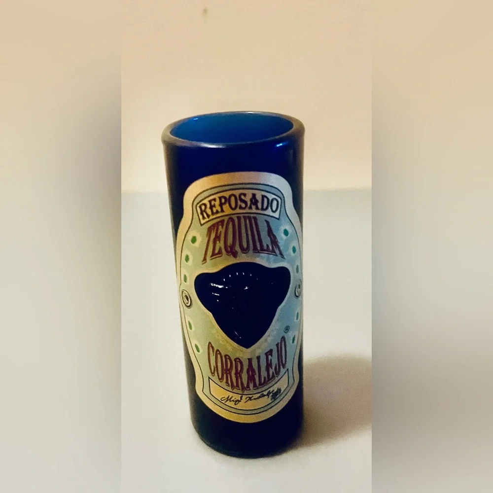 Reposado Tequila Corralejo Tall Cobalt Blue Tall Shot Glass Barware Bar De Agave